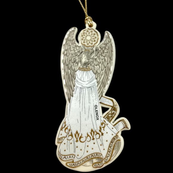 NIB Lenox Baroque Porcelain "Angel w/ Mandolin" Silver & Gold Ornament - Picture 3 of 5